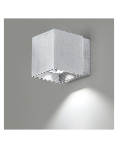 Aplique luz inferior/superior 8cm cubo aluminio LED 9,3W 2700K 665Lm regulable