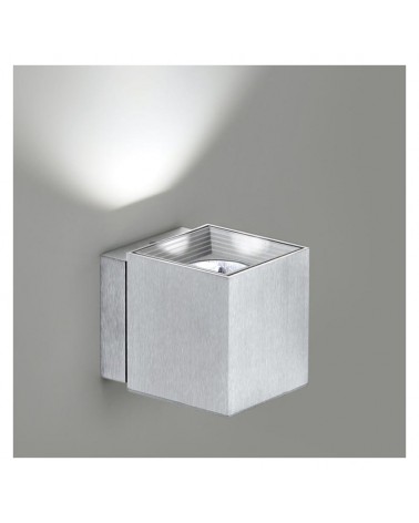 Aplique luz inferior/superior 8cm cubo aluminio LED 9,3W 2700K 665Lm regulable