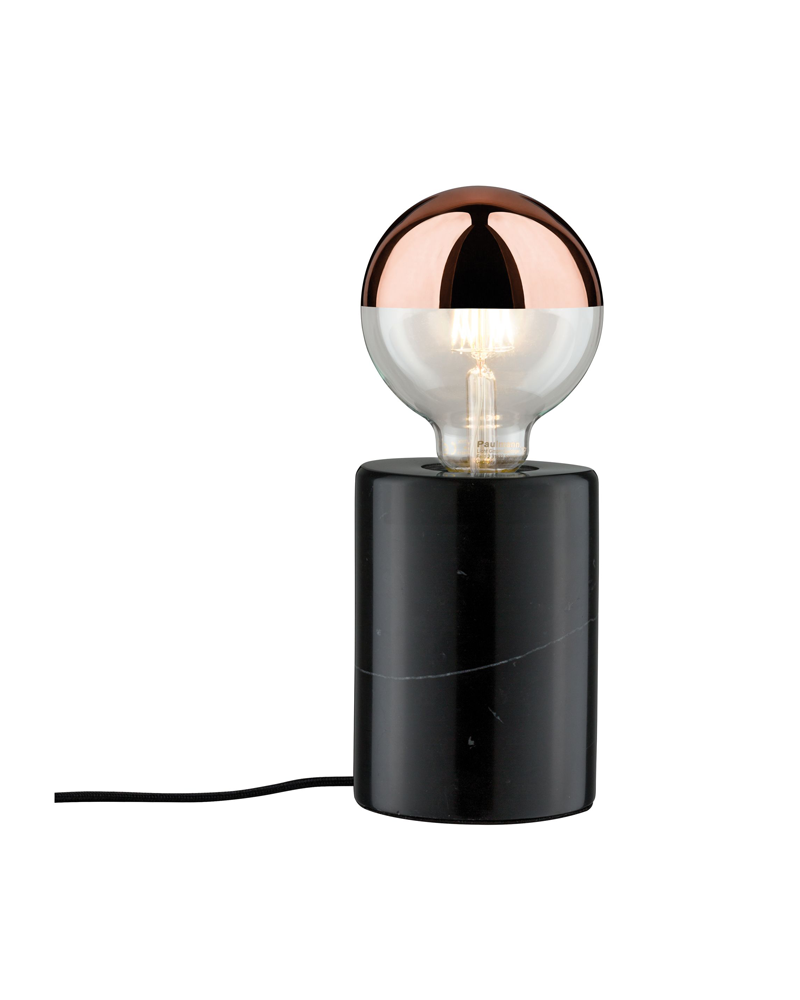 Lámpara de mesa cilindro base mármol negro 20W E27