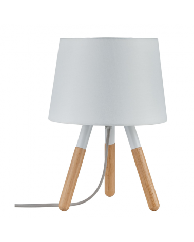Lámpara de mesa nórdica pantalla blanca con 3 patas de madera 20W E27
