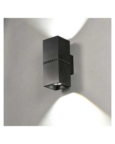 Wall light two lights 20x8cm cube aluminum upper and lower light 2xLED 9.3W 2700K 956Lm dimmable
