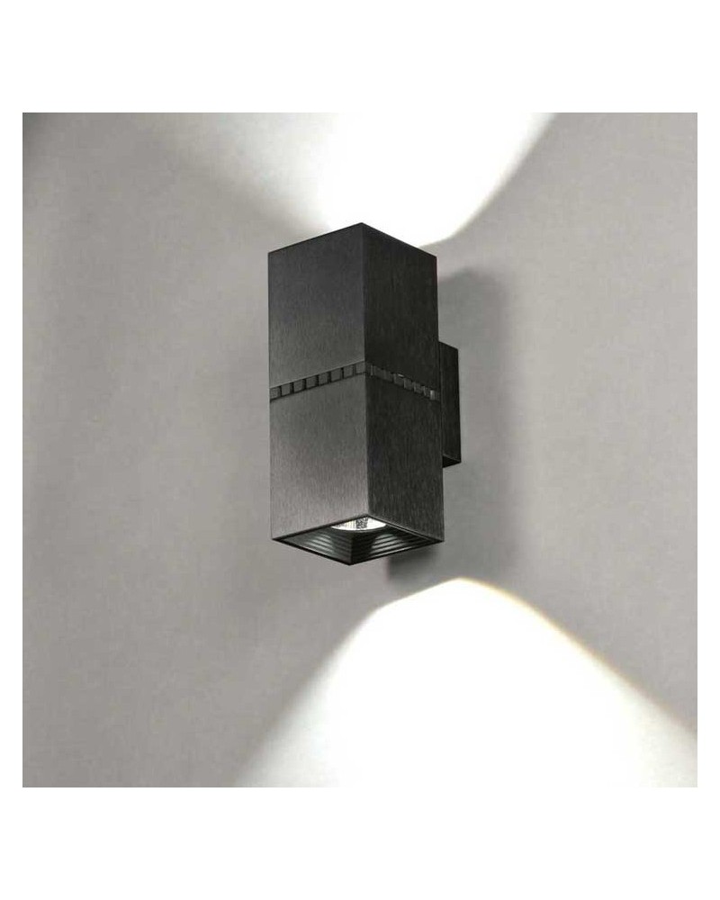 Wall light two lights 20x8cm cube aluminum upper and lower light 2xLED 9.3W 2700K 956Lm dimmable