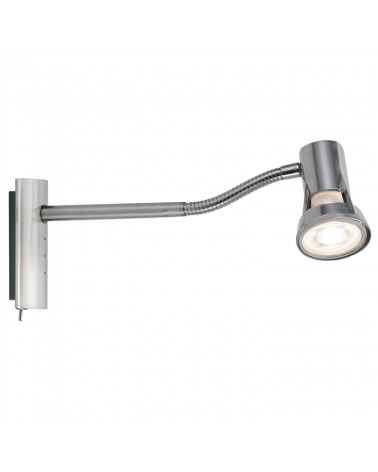 Wall lamp satin nickel spotlight with flexible arm with square base switch GU10 1x50W