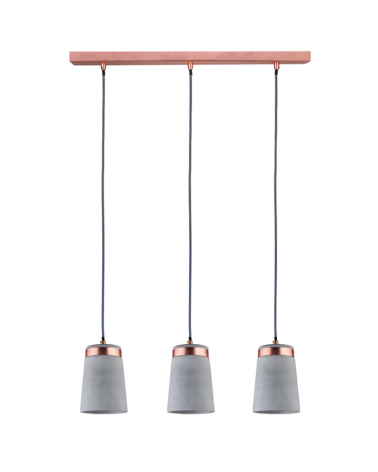 3 pendant lamp in cement and copper 3x20W E27