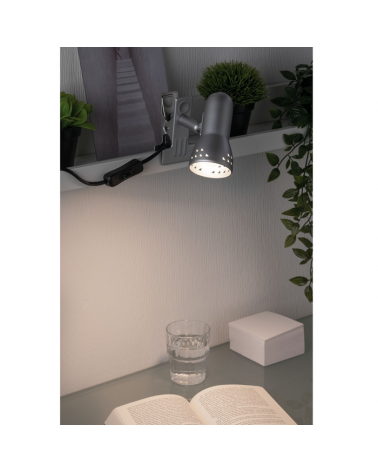Satin nickel Desk lamp with clip 40W E14