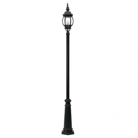 Street lamp IP44E27 height 240cms, with beveled polycarbonate diffuser UV resistant flower finish
