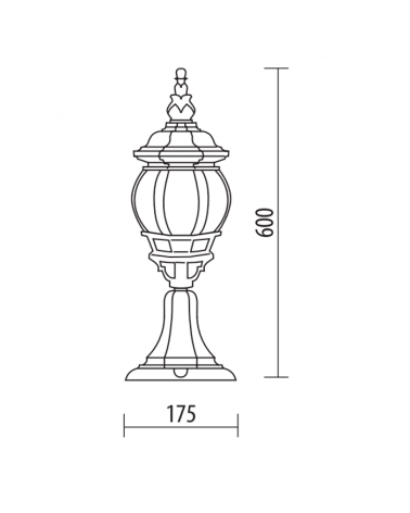 Lamp post IP44E27 60cm with beveled polycarbonate diffuser UV resistant flower finish