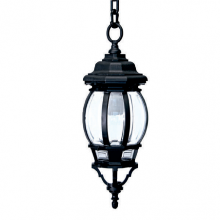 Farol lámpara colgante de exteriores IP44 E27 75x17,50cms, con difusor de policarbonato biselado UV resistente