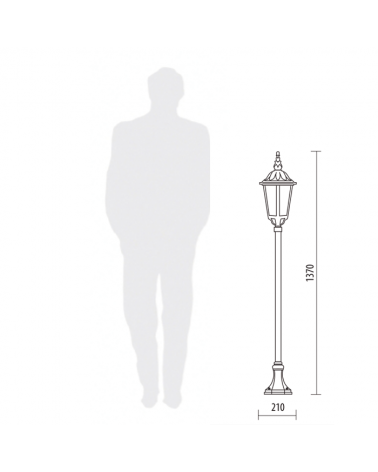 Beacon lamppost IP44 E27 high 137x21cms material resistant to corrosion and UV