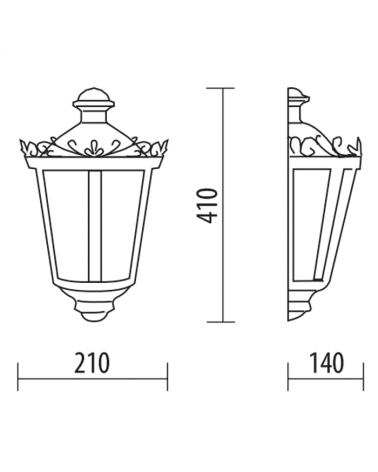 Classic outdoor wall light IP44 E27 high 41cms