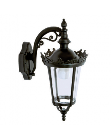 Classic style outdoor wall light IP44 E27 high 52cms, with head downwards