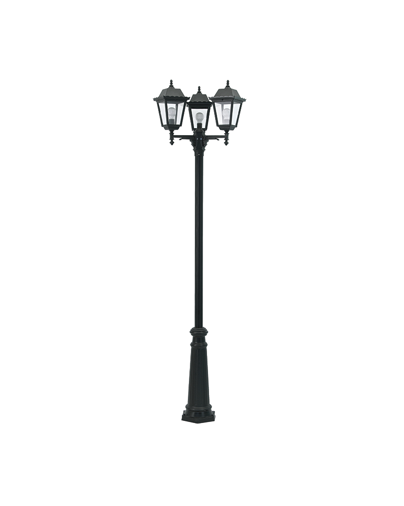 IP44 street lamp for 3XE27 259x54cms, material resistant to corrosion and UV