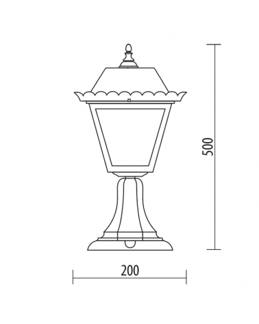Lamppost IP44 E27 high 50cms material resistant to corrosion and UV