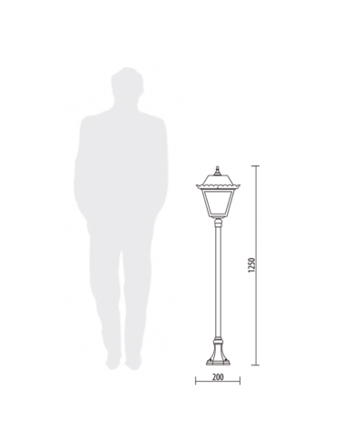 Garden lamppost IP44 E27 height 125cms, Ø 20cms, material resistant to corrosion and UV