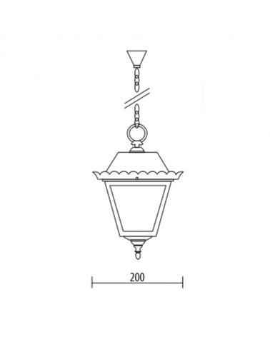 Outdoor hanging lantern IP44 E27 Ø20cms, corrosion and UV resistant material