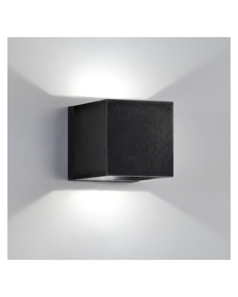 Wall light 5cm cube two lights aluminum upper and lower light 2xLED 5W 2700K 500Lm dimmable