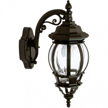 Outdoor wall light IP44 E27 height 52cm, with head down, decorated arm