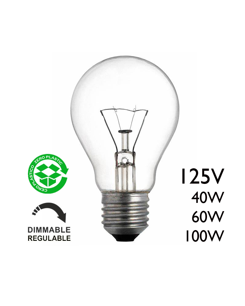 Standard clear 125V E27 filament bulb