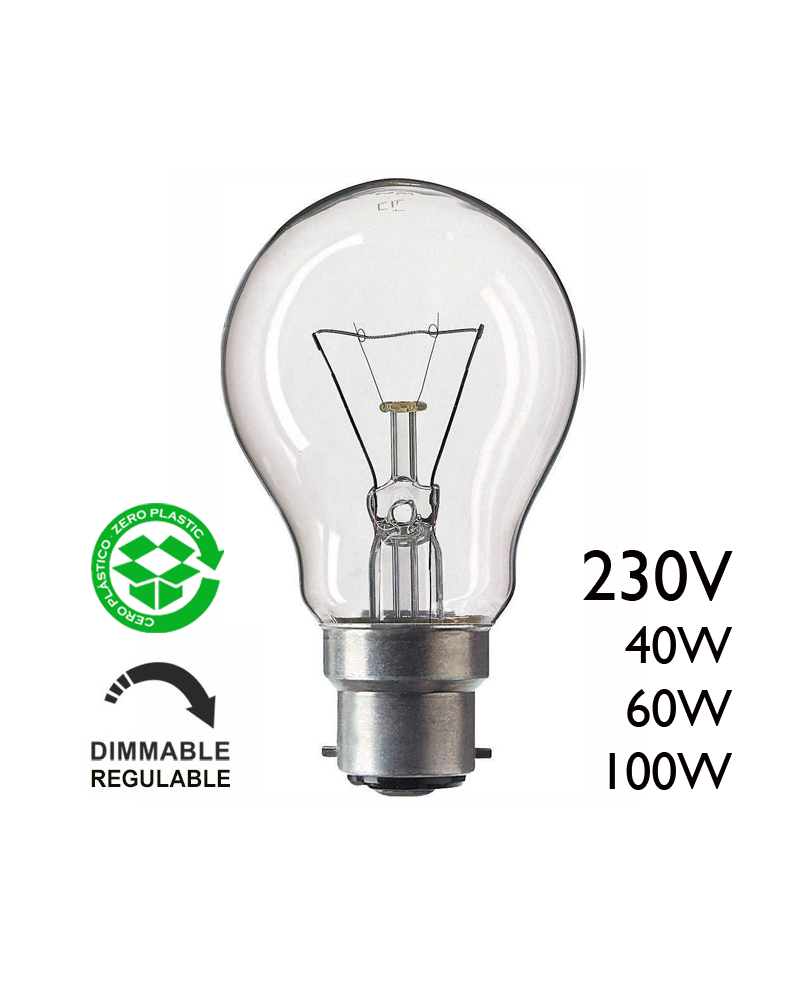 Clear standard bulb 230V Ba22D