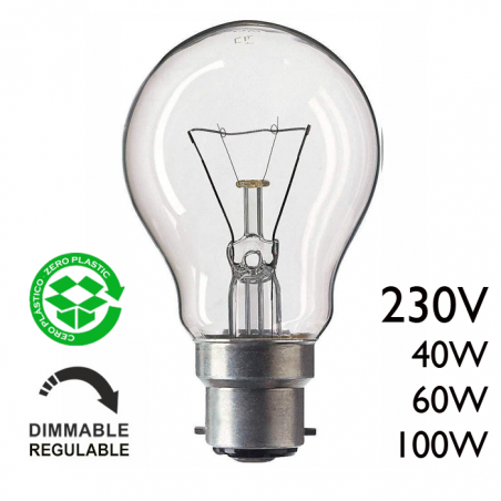 Clear standard bulb 230V Ba22D