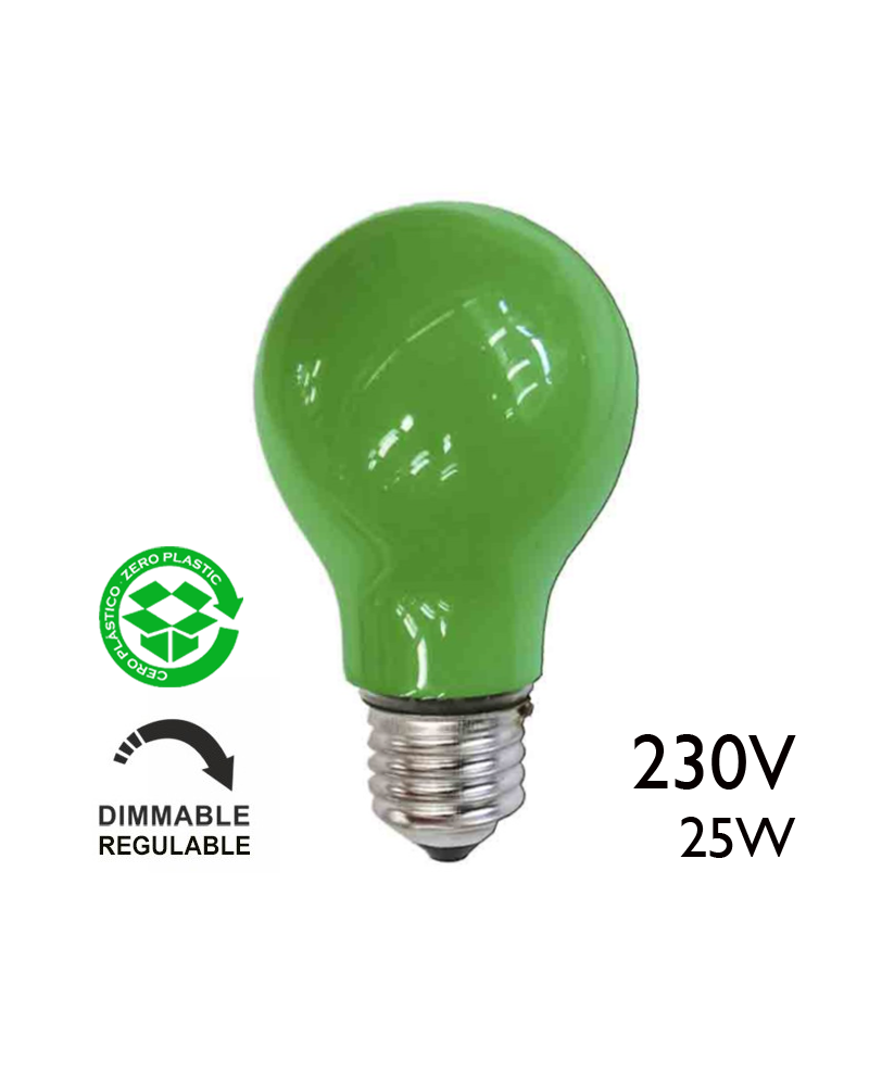 Bombilla incandescente estándar verde 25W E27 230V