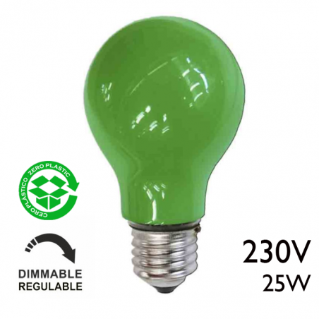 Bombilla incandescente estándar verde 25W E27 230V