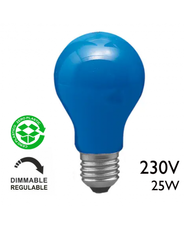 Blue standard incandescent bulb 25W E27 230V