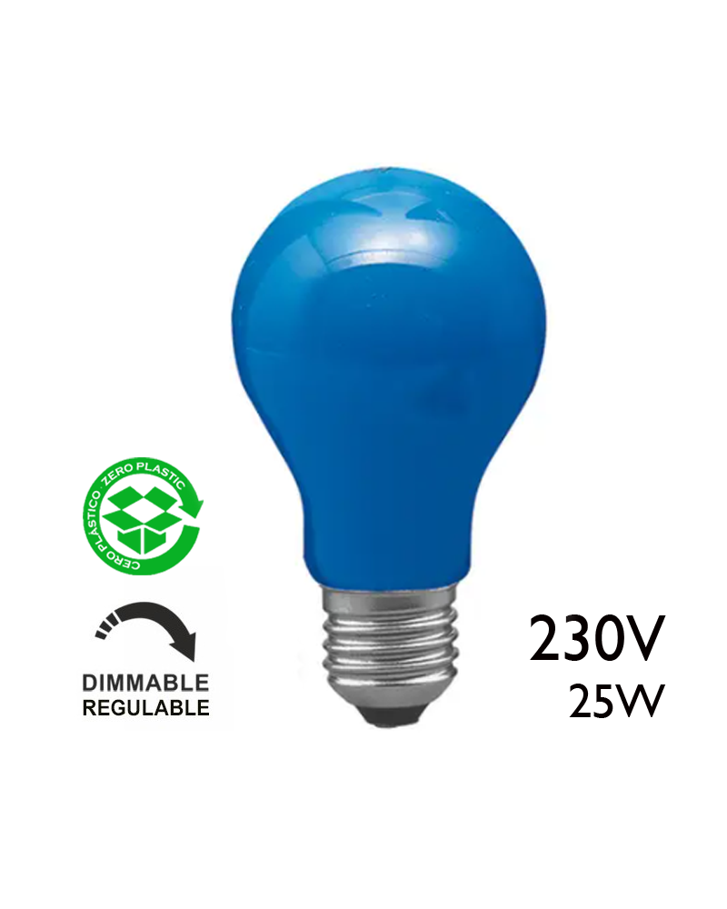Blue standard incandescent bulb 25W E27 230V