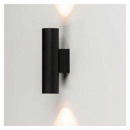 Wall light 4cm smooth steel cylinder upper and lower light 2 x LED 5W 2700K 500Lm