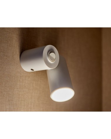 Wall light 4cm smooth steel cylinder with LED switch 5W 2700K 500Lm dimmable