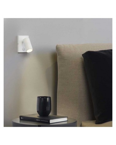 Wall light 4cm smooth steel cylinder square base with LED switch 5W 2700K 500Lm dimmable