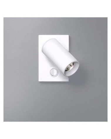 Wall light 4cm smooth steel cylinder square base with LED switch 5W 2700K 500Lm dimmable