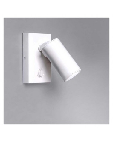 Wall light 4cm smooth steel cylinder square base with LED switch 5W 2700K 500Lm dimmable
