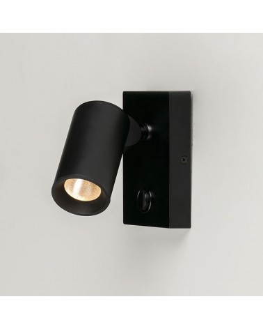 Wall light 4cm smooth steel cylinder square base with LED switch 5W 2700K 500Lm dimmable