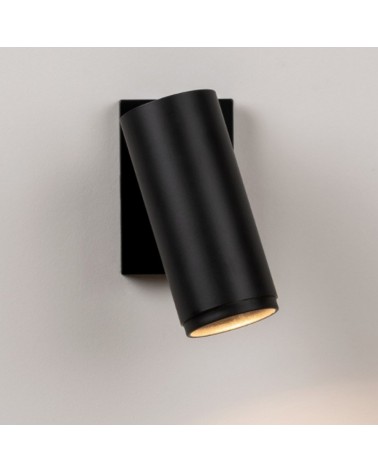 Wall light 5.5cm smooth steel cylinder square base with LED switch 7W 2700K 665Lm dimmable