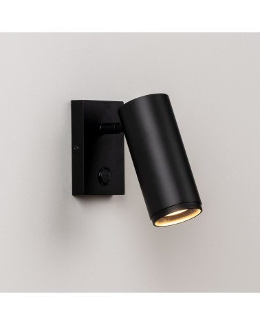 Wall light 5.5cm smooth steel cylinder square base with LED switch 7W 2700K 665Lm dimmable