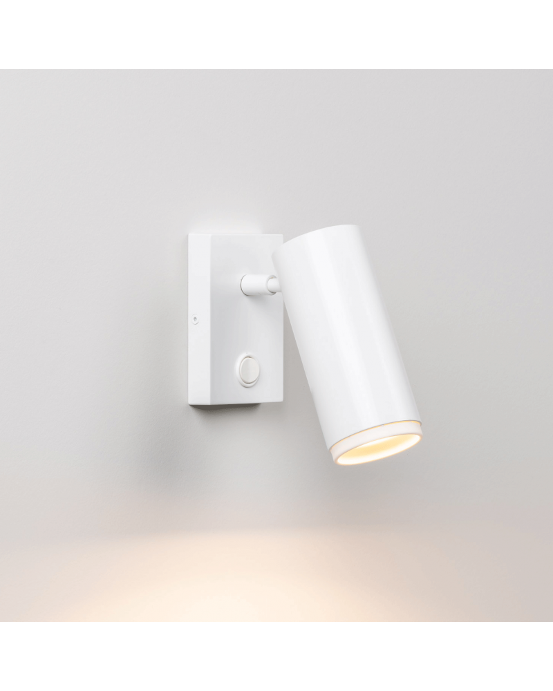 Wall light 5.5cm smooth steel cylinder square base with LED switch 7W 2700K 665Lm dimmable