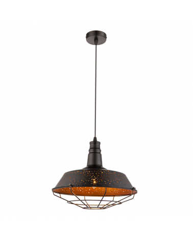 Lámpara de techo 60W E27 industrial color cobre y negro jaula