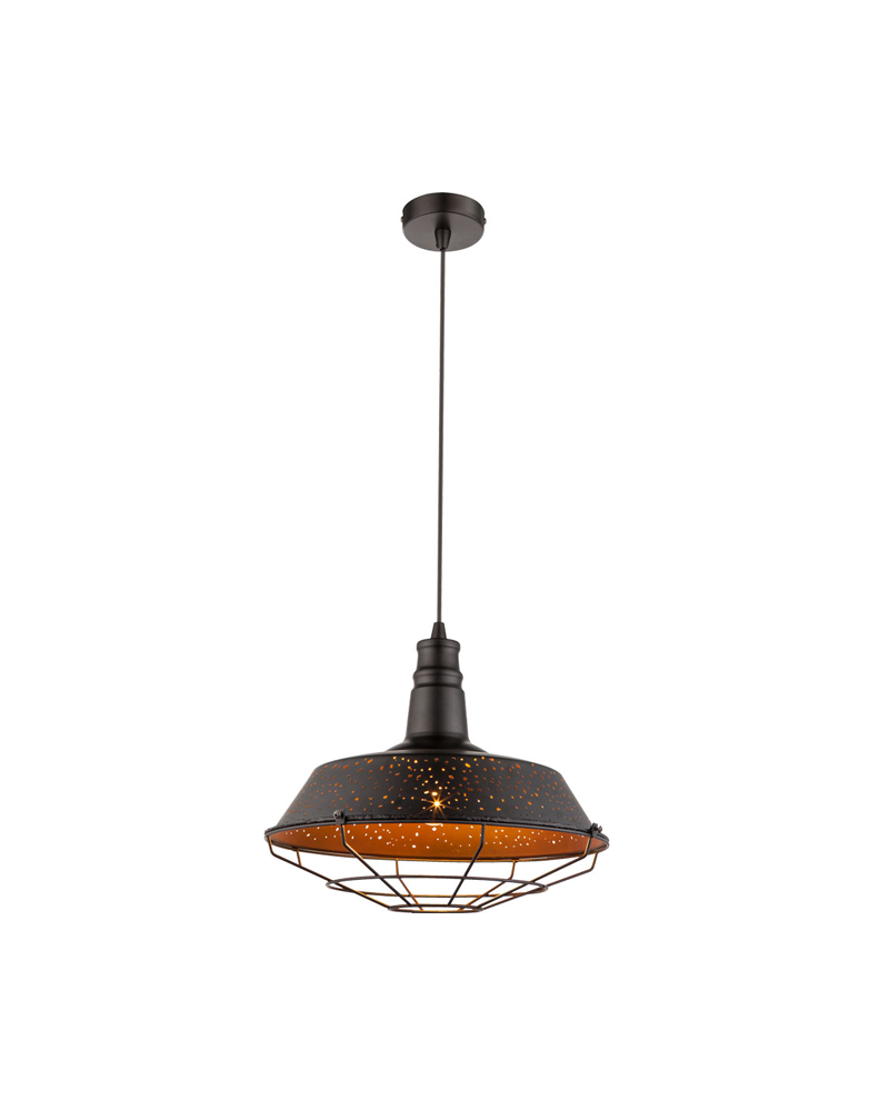 Lámpara de techo 60W E27 industrial color cobre y negro jaula