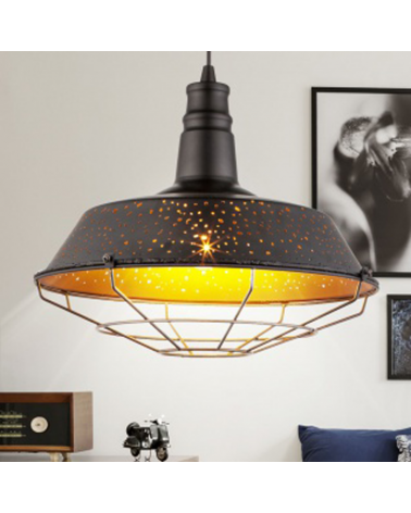 60W E27 industrial copper and black cage ceiling lamp