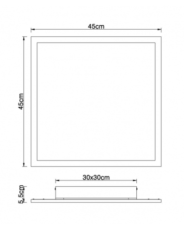 LED ceiling light in white aluminum 45X45cms CCT with remote control LED 30W