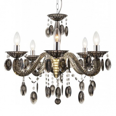 Black acrylic chandelier 58cms 5x40w E14 with LED lights