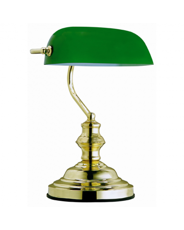 Banker Desk Lamp 36cm 60W E27 Green Glass Shade