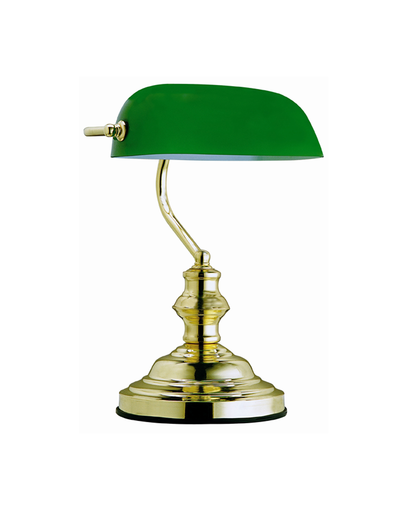 Banker Desk Lamp 36cm 60W E27 Green Glass Shade