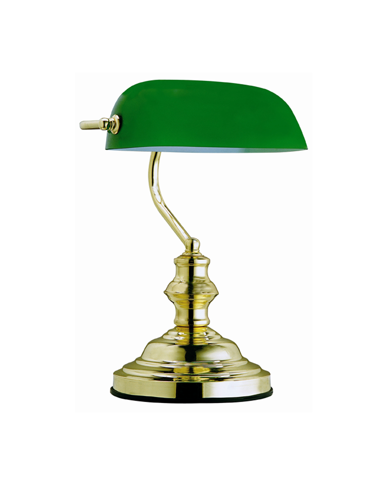 Lámpara de banquero de escritorio 36cm 60W E27 pantalla de cristal verde