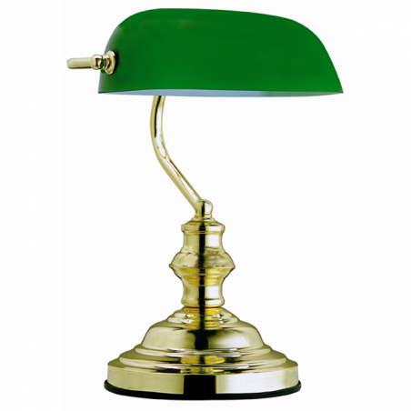 Banker Desk Lamp 36cm 60W E27 Green Glass Shade