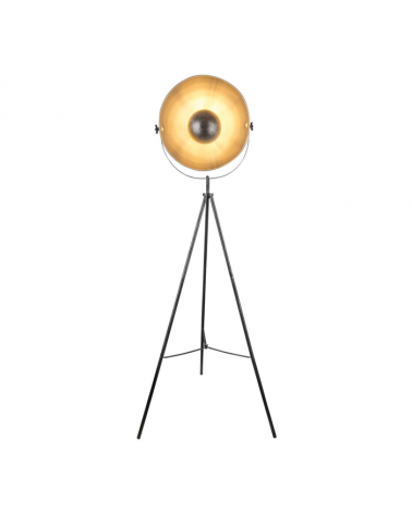 Lámpara de pie Galileo 160cm E27 oscilante pantalla negra y cobre con trípode altura regulable