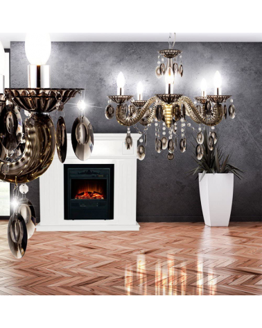 Black acrylic chandelier 58cms 5x40w E14 with LED lights