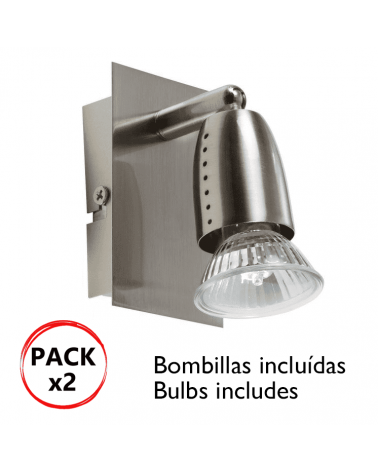 Pack of 2 spotlights in nickel 50W GU10 Bulbs included