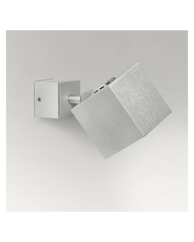 Aplique 8x17,4cm aluminio extrusionado forma cubo GU10 10W regulable y oscilante